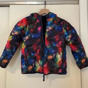 Kids Lands’ End hooded reversible coat, size medium 5-6